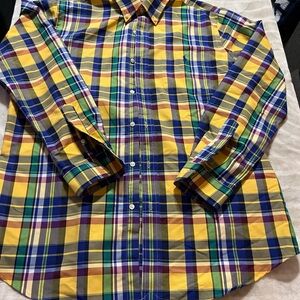 Polo Ralph Lauren Yellow and Blue Plaid Shirt Large